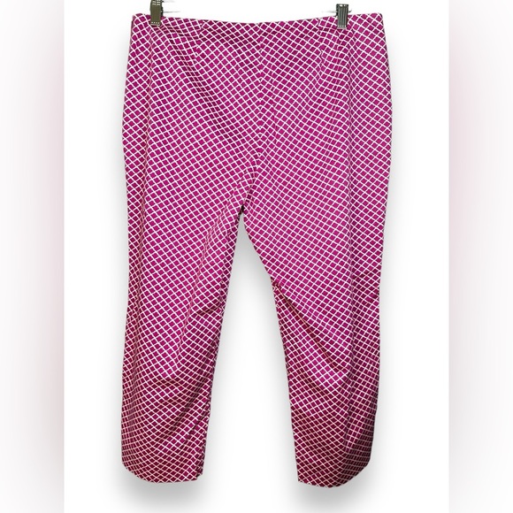 Talbots Pink & White Heritage Ankle Crop Cotton Pants Barbie-core 14P - Picture 6 of 7